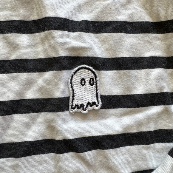 Lonely Ghost Black White Striped Long Sleeve T-Shirt Size XL - Picture 3 of 5